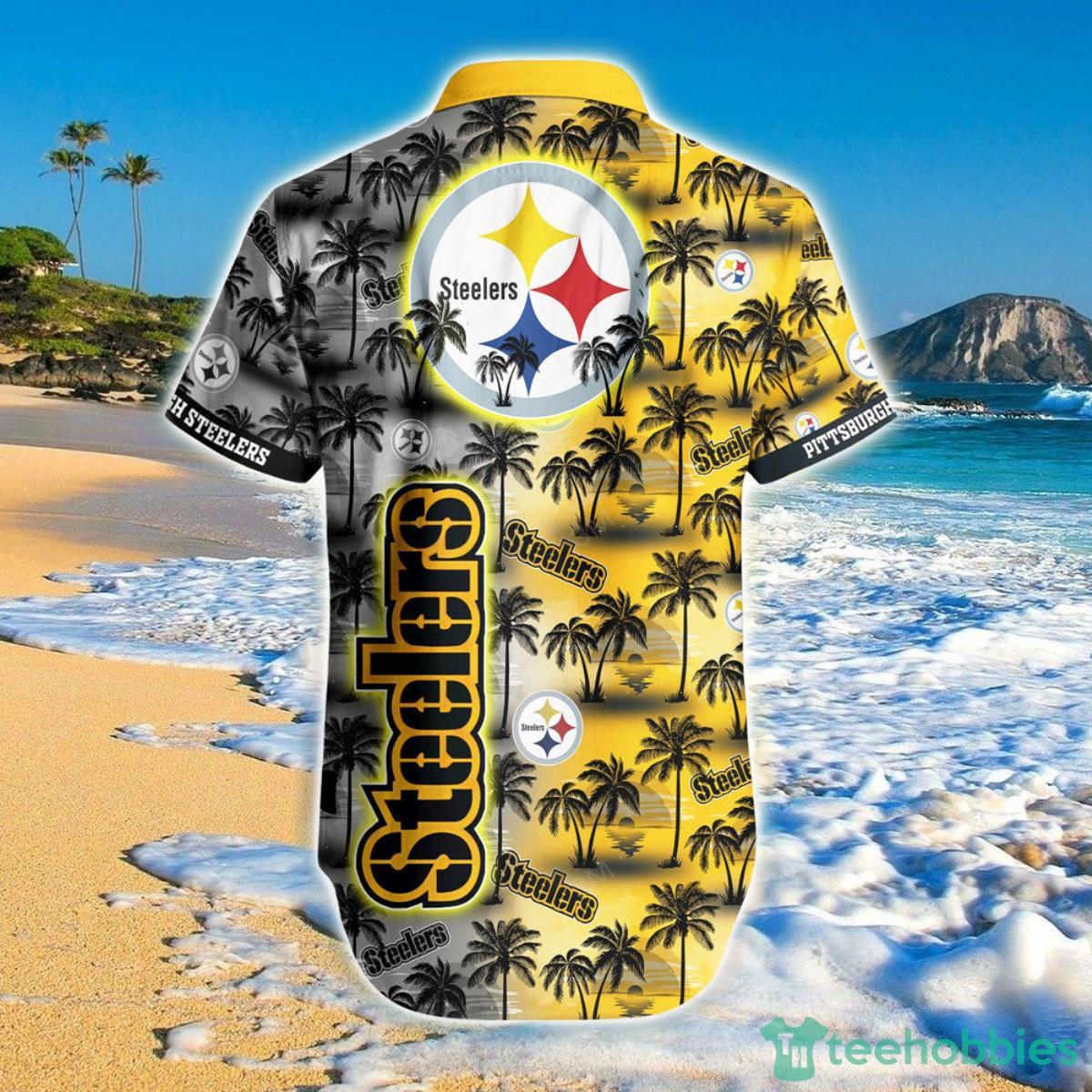 Pittsburgh Steelers NFL Hawaiian Shirt Palm Trees Pattern Product Photo 2