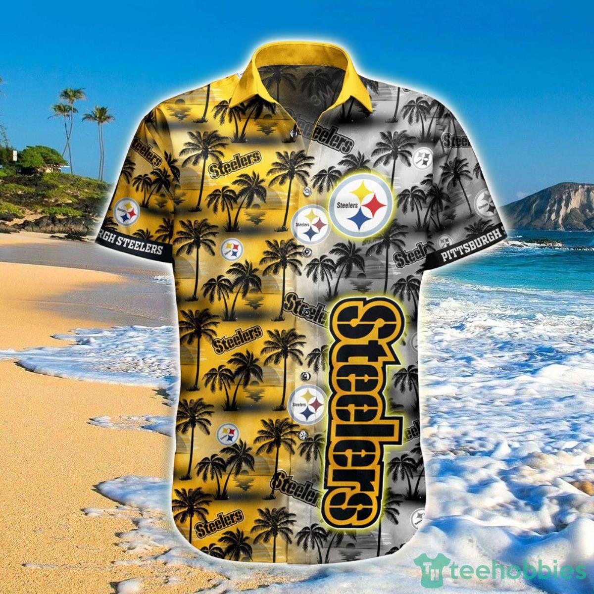 Pittsburgh Steelers NFL Hawaiian Shirt Palm Trees Pattern Product Photo 1