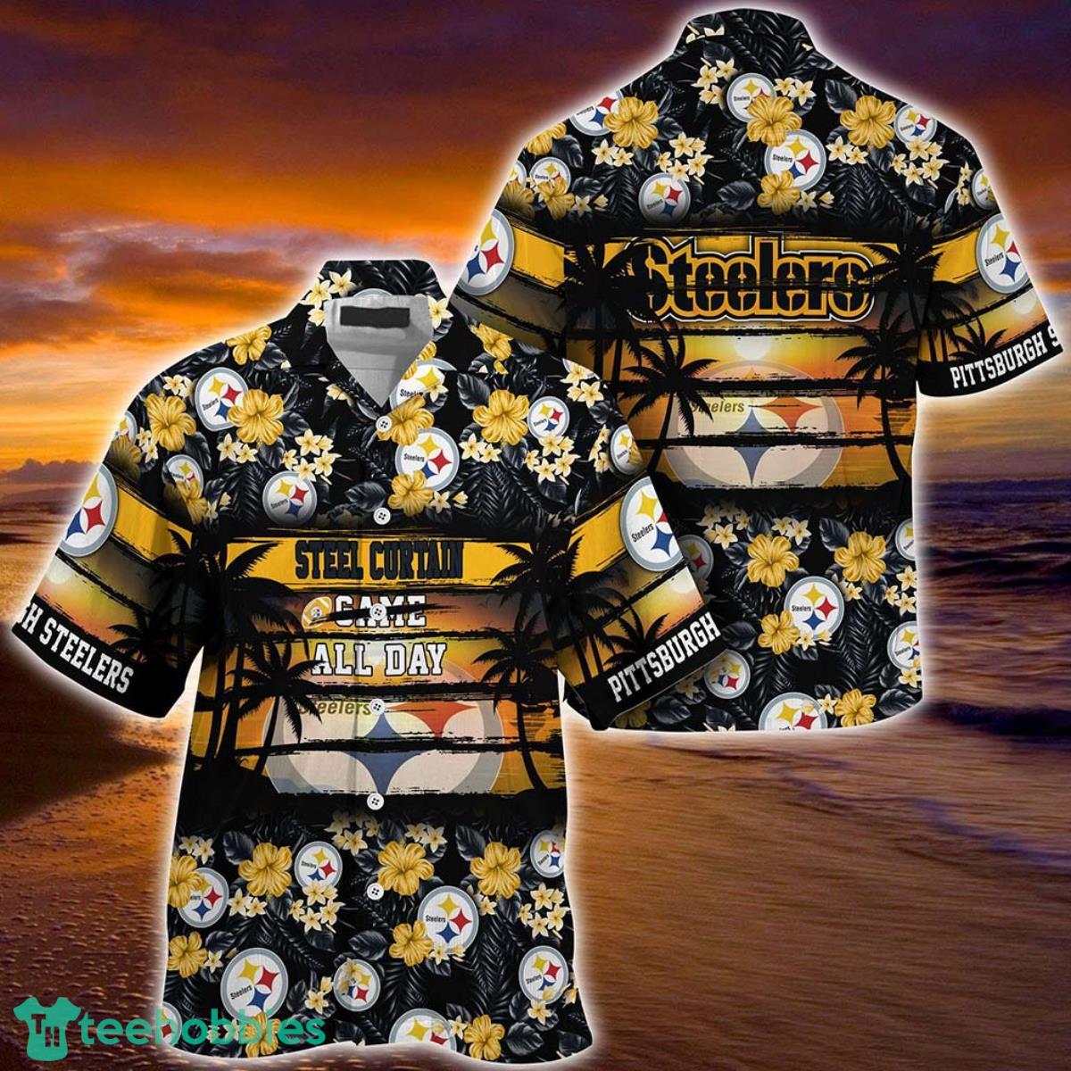 Pittsburgh Steelers NFL Summer Hawaiian Shirt Floral Pattern Graphic For Sports Enthusiast Product Photo 1