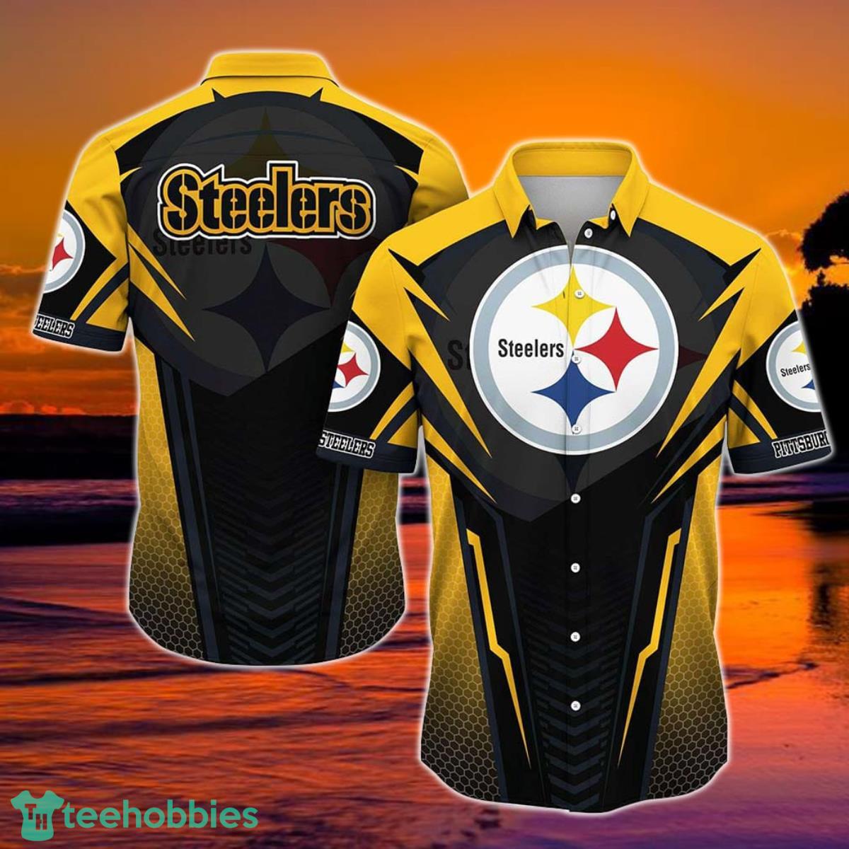 Pittsburgh Steelers NFL Team Football Beach Shirt Summer Button Down Hawaiian Shirt Best Fan Ever Product Photo 1