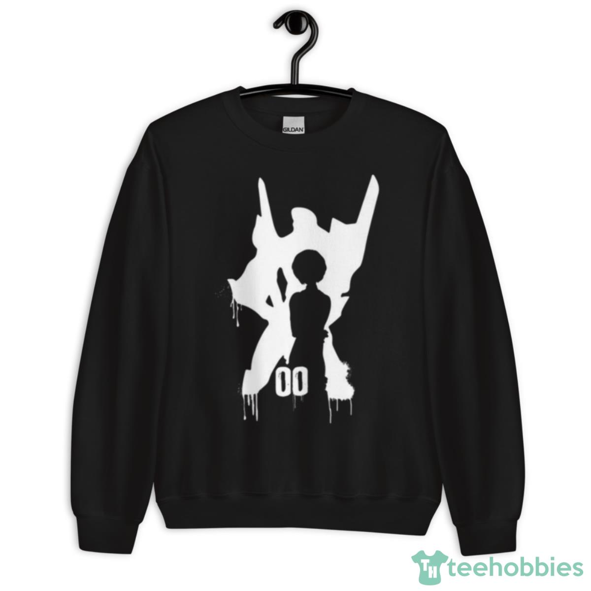 Rei Eva Unit 00 Rei Ayanami Character Bw Silhouette Artwork Shirt - Unisex Crewneck Sweatshirt