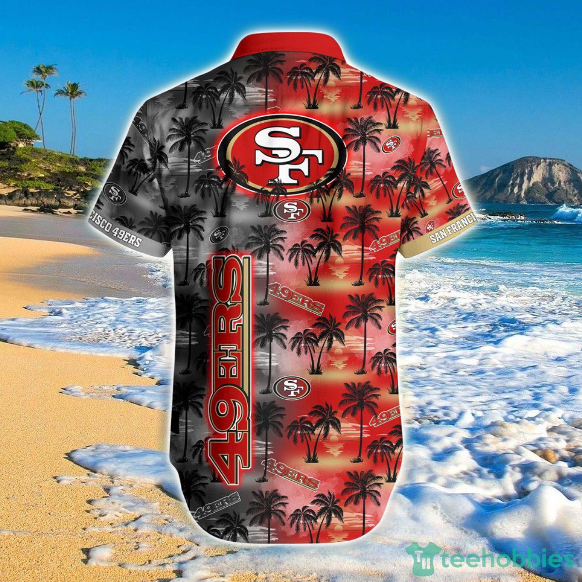 San Francisco 49ers Hawaiian Shirt Palm Trees Pattern Product Photo 2