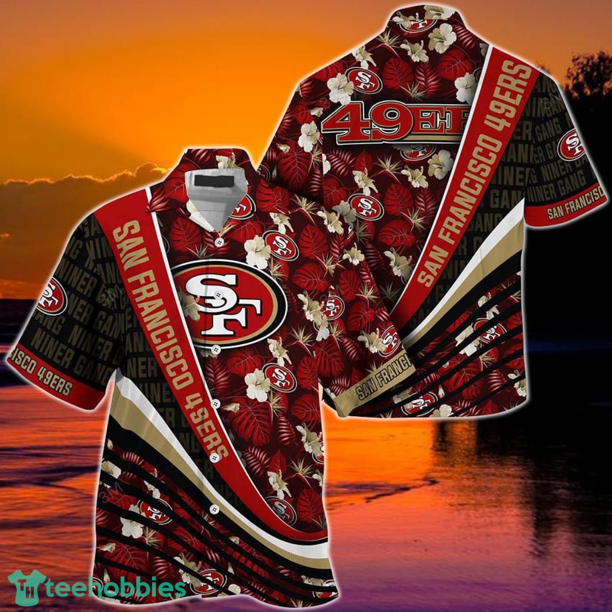 San Francisco 49ers NFL Football With Tropical Flower Pattern Hawaiian Shirt For Fans Product Photo 1