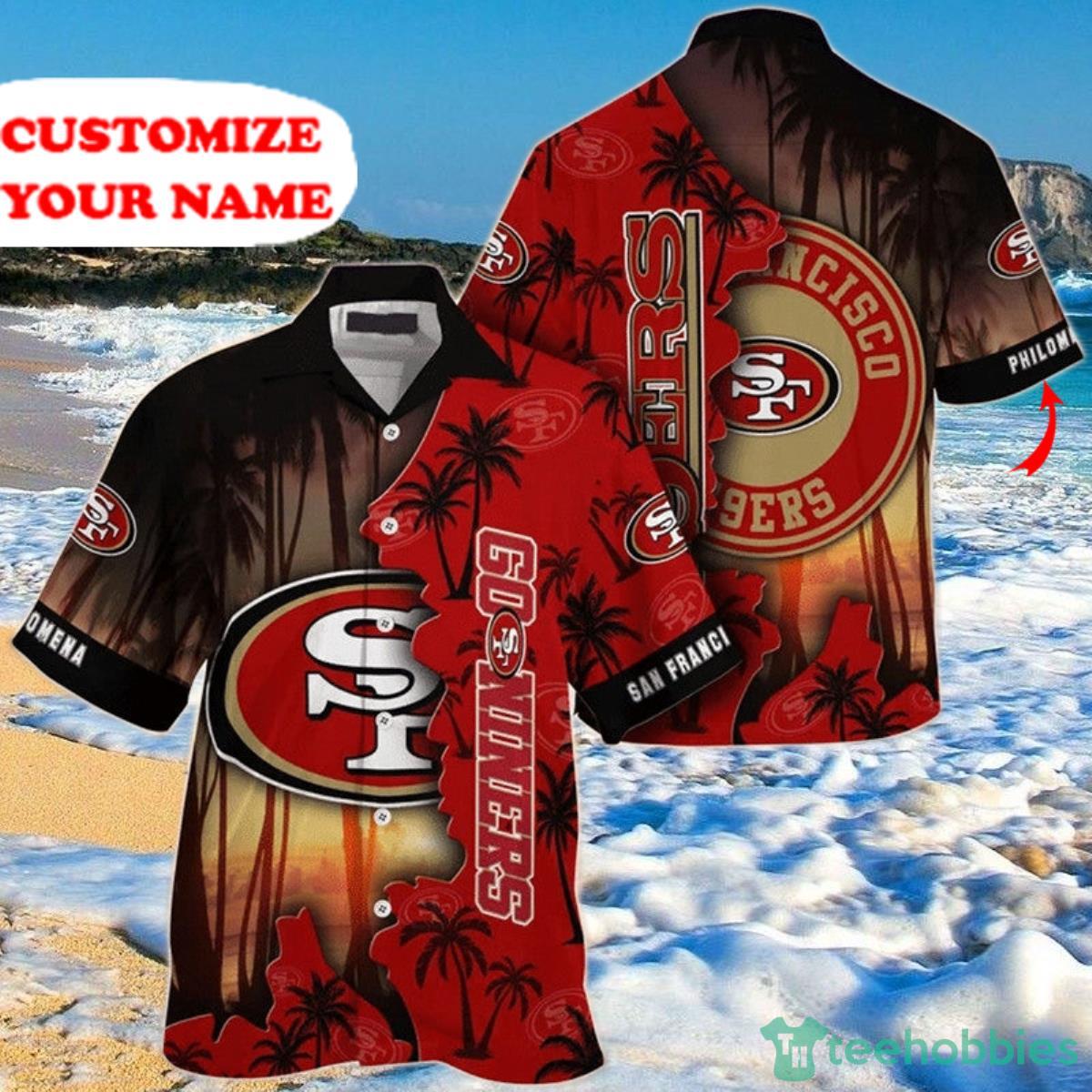 San Francisco 49ers NFL Hawaiian Shirt Custom Name Product Photo 3 San Francisco 49ers NFL Hawaiian Shirt Custom Name Product Photo 3