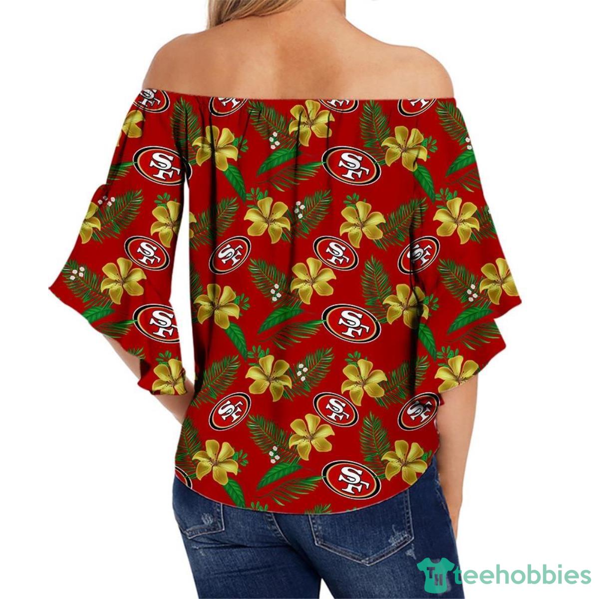 San Francisco 49ers Womens Shirt Floral Printed Strapless Short Sleeve Product Photo 2
