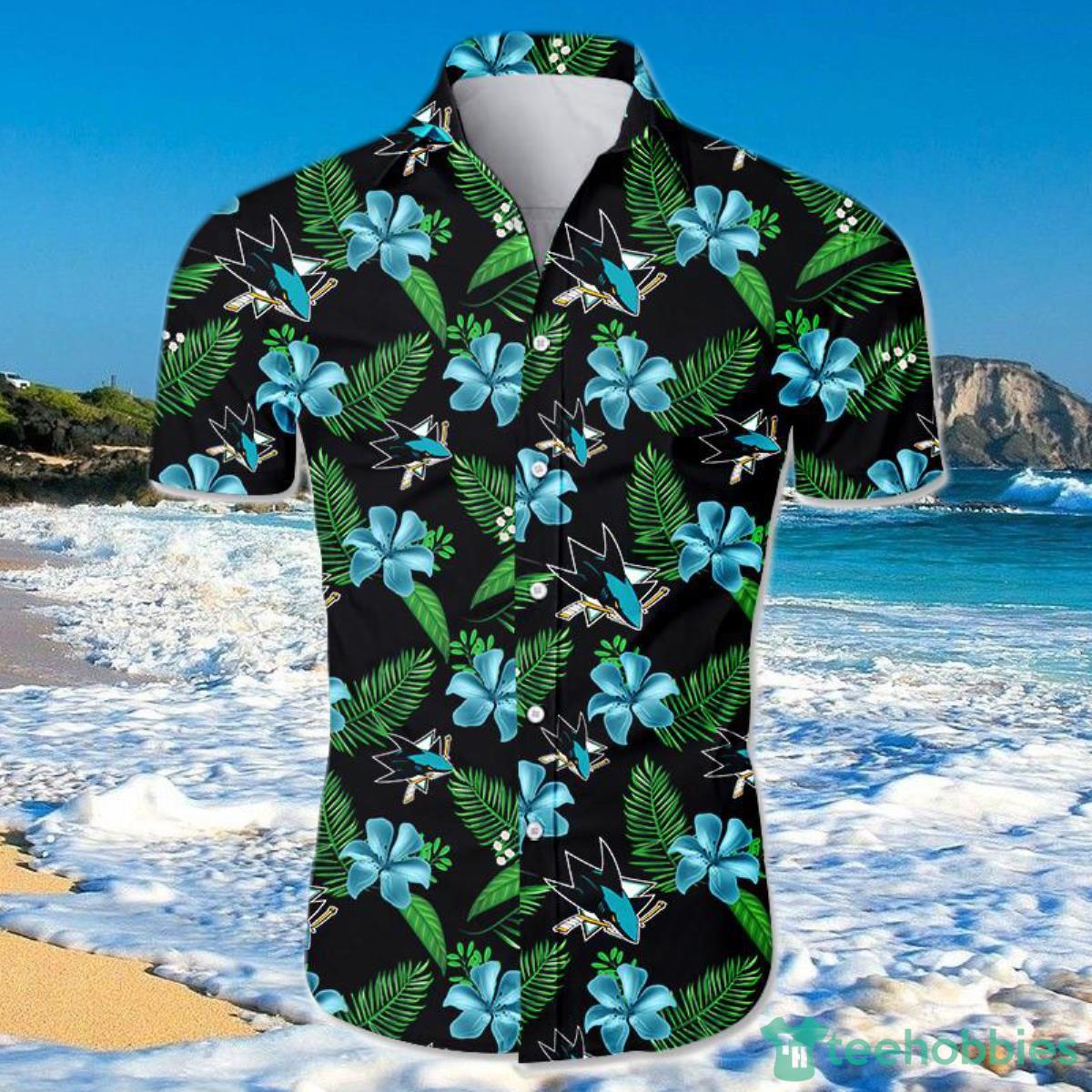 San Jose Sharks Hawaiian Shirt Floral For Men And Women Product Photo 1