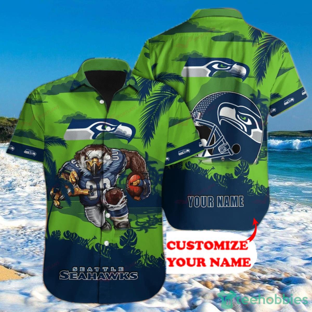 Seattle Seahawks Hawaiian Shirt Mascot Custom Name Product Photo 1