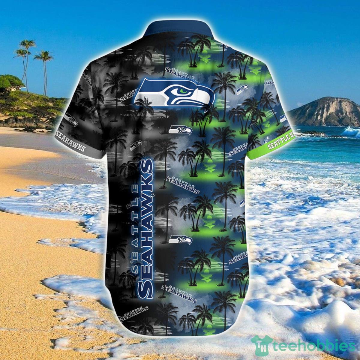 Seattle Seahawks Hawaiian Shirt Palm Trees Pattern Product Photo 2