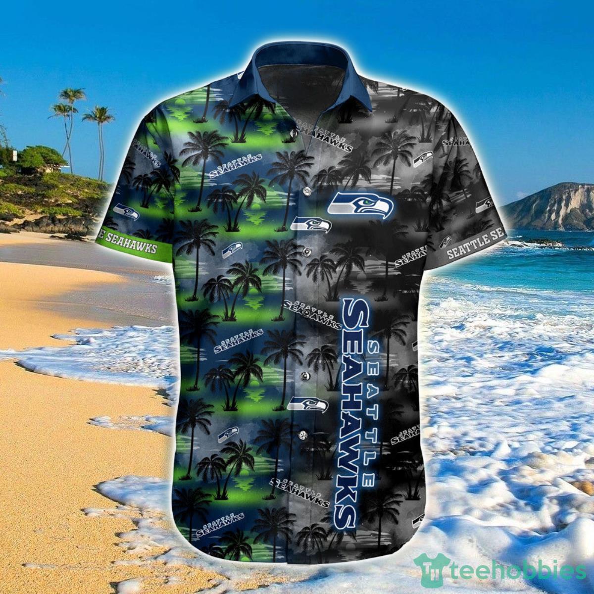 Seattle Seahawks Hawaiian Shirt Palm Trees Pattern Product Photo 1