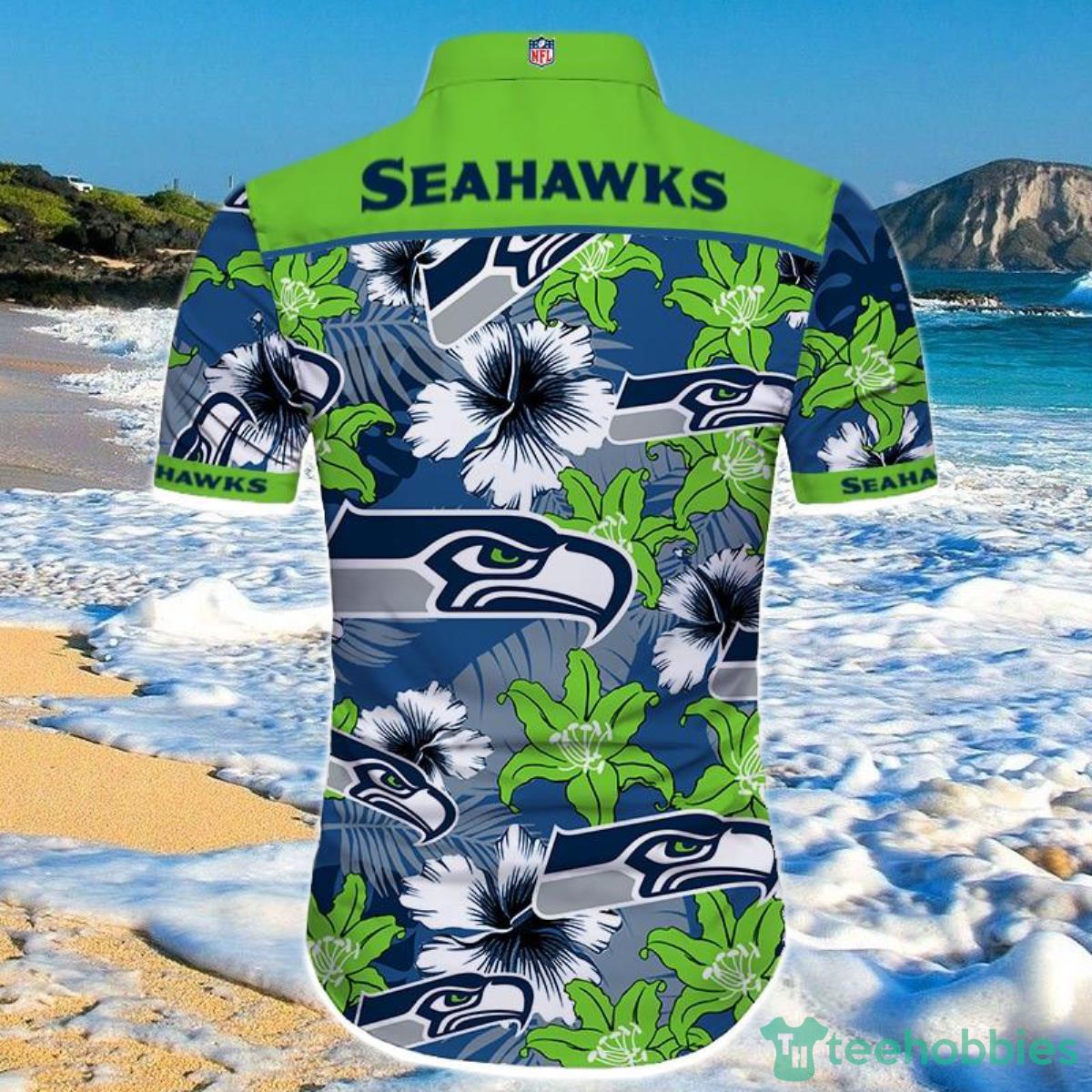 Seattle Seahawks Hawaiian Shirt Tropical Flower Short Sleeve Product Photo 2