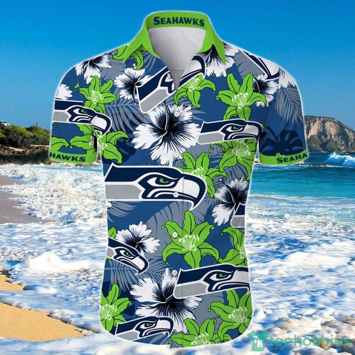 Seattle Seahawks Hawaiian Shirt Tropical Flower Short Sleeve Product Photo 1