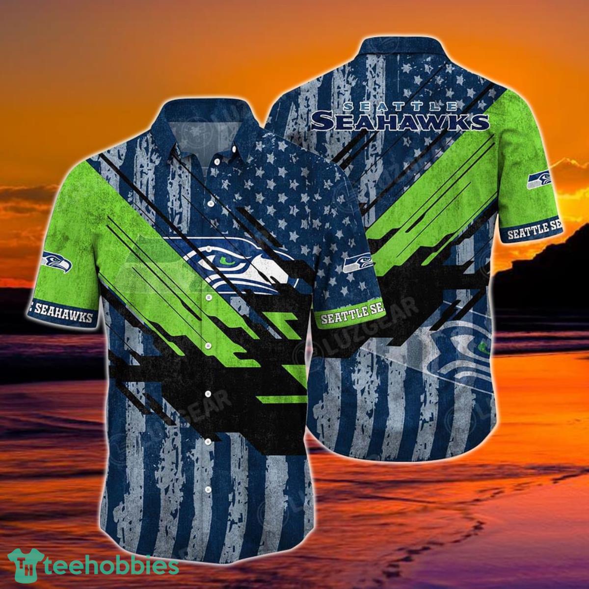 Seattle Seahawks NFL Football Hawaiian Shirt American Flag Print This Summer Best Gift For Fans Product Photo 1