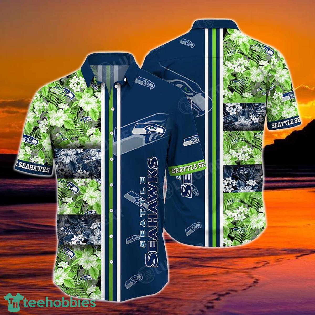 Seattle Seahawks NFL Graphic Tropical Patterns Hawaiian Shirt, 3D Printed Beach Shirt Summer Best Gift For Fans Product Photo 1