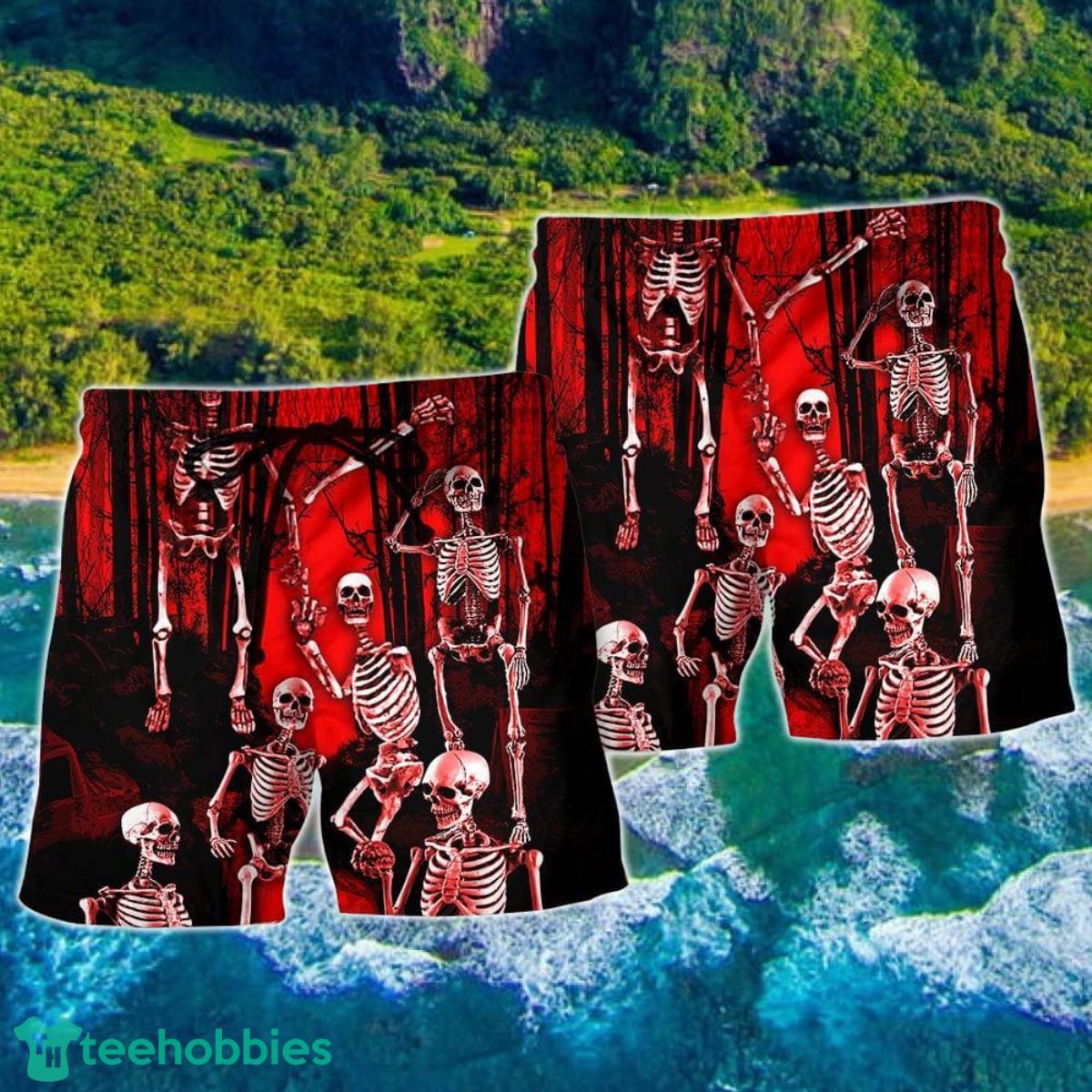 Skull Action Figure Hawaii Shorts For Men - Skull Shorts - Mens Swim Trunks Product Photo 2
