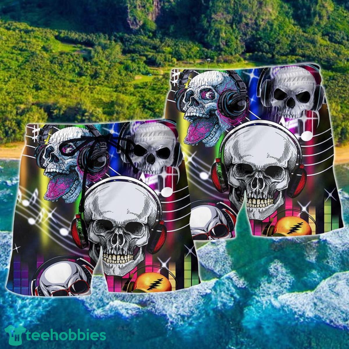 Skull Aloha Skull Music Lets Get High Hawaii Shorts Mens Swim Trunks Product Photo 2