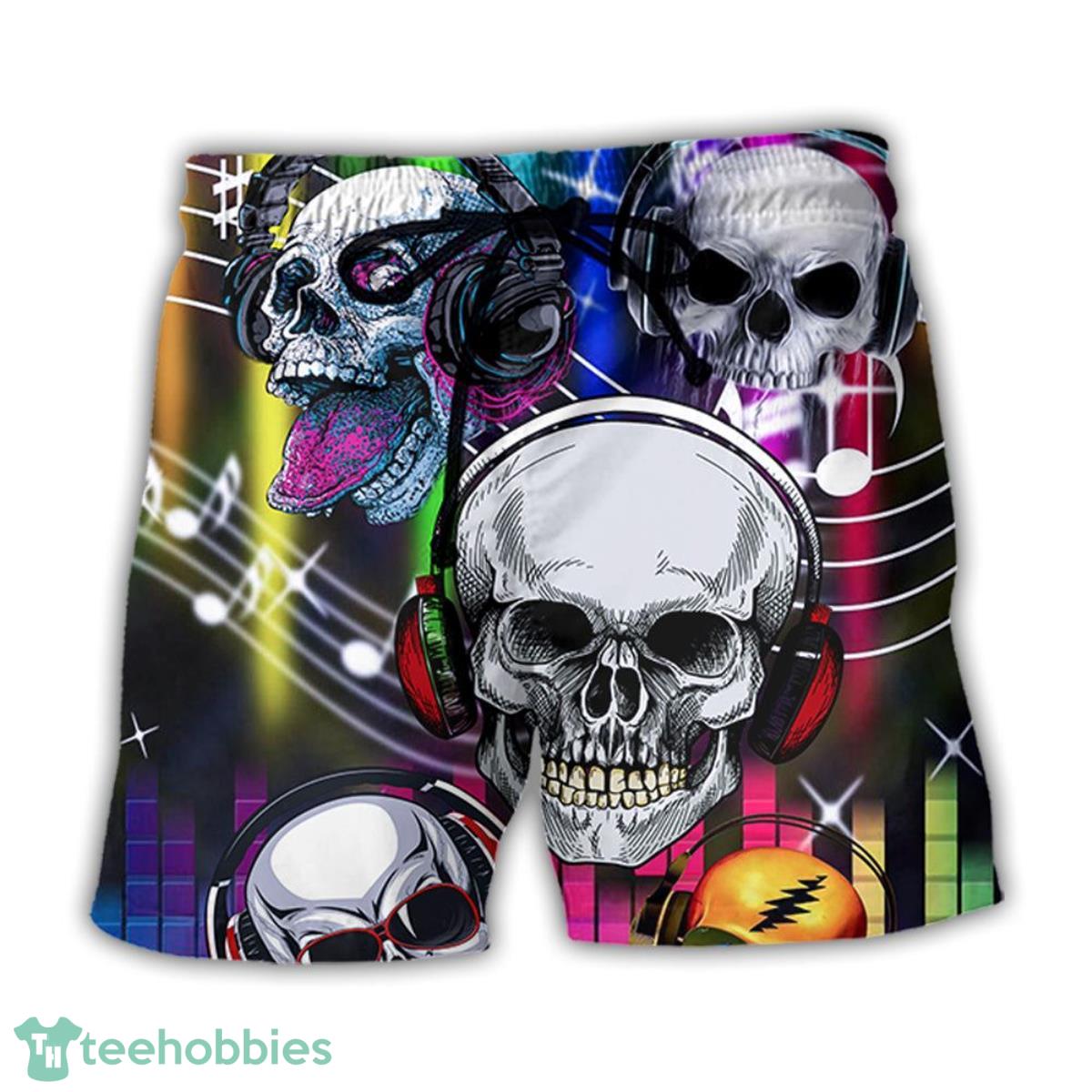 Skull Aloha Skull Music Lets Get High Hawaii Shorts Men's Swim Trunks Product Photo 1