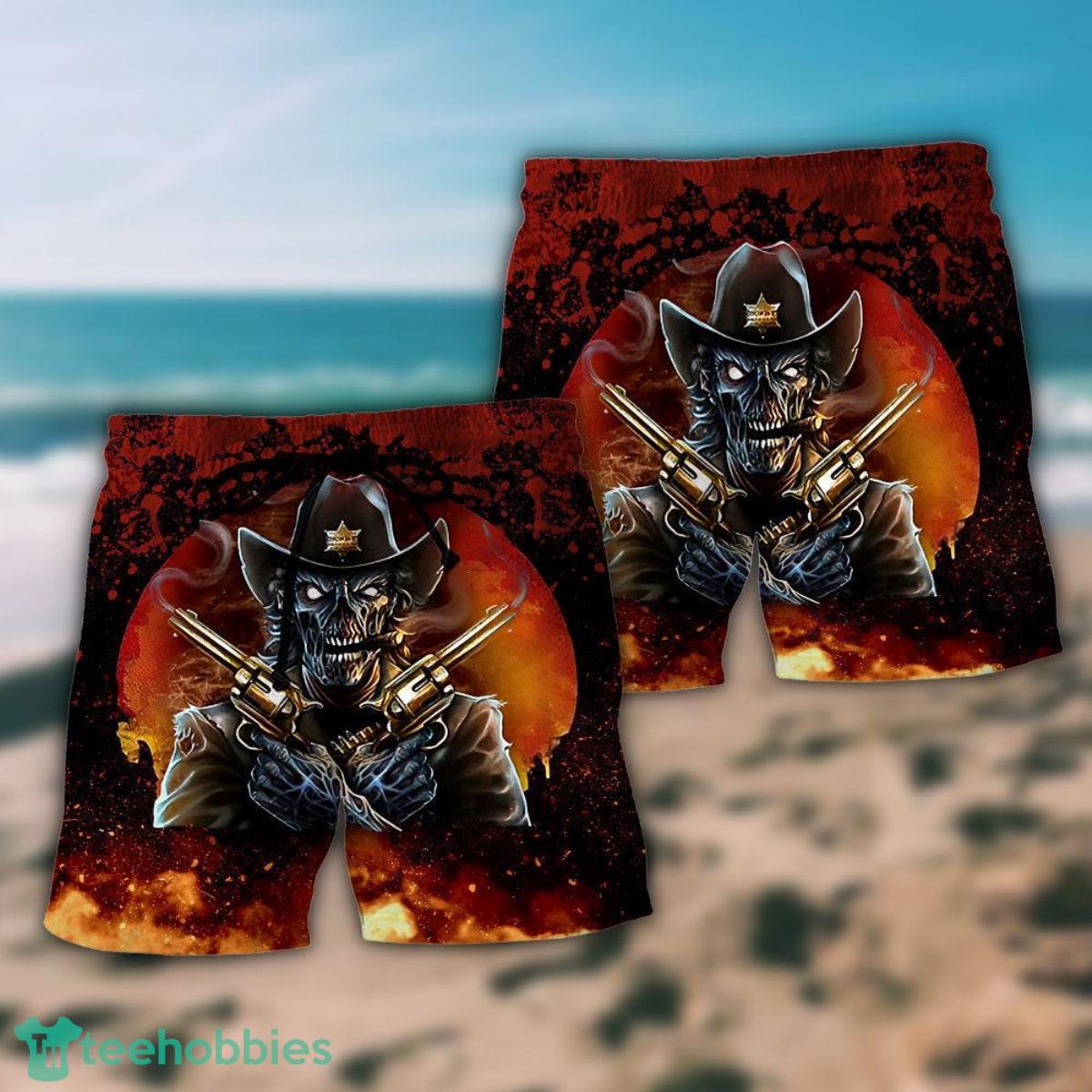 Skull Cowboy I’m Your Huckleberry Hawaii Shorts For Men - Skull Shorts Swim Trunks Product Photo 2