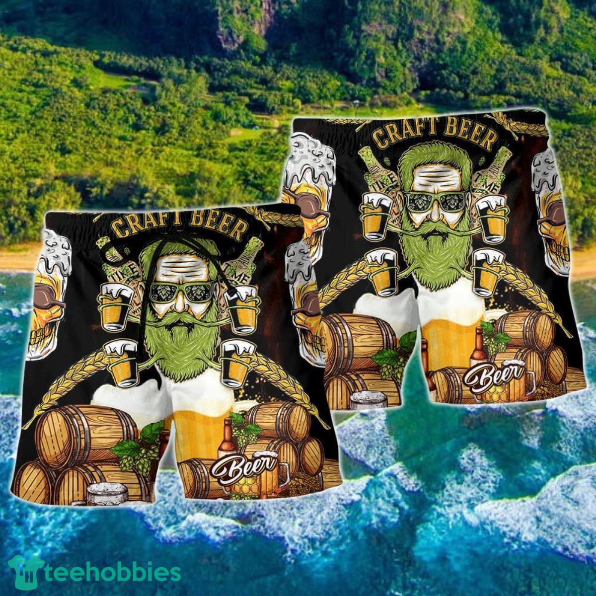 Skull Craft Beer So Cool Hawaii Shorts For Men - Skull Shorts Swim Trunks Product Photo 2