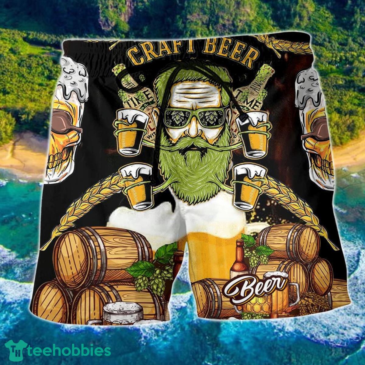 Skull Craft Beer So Cool Hawaii Shorts For Men - Skull Shorts Swim Trunks Product Photo 1