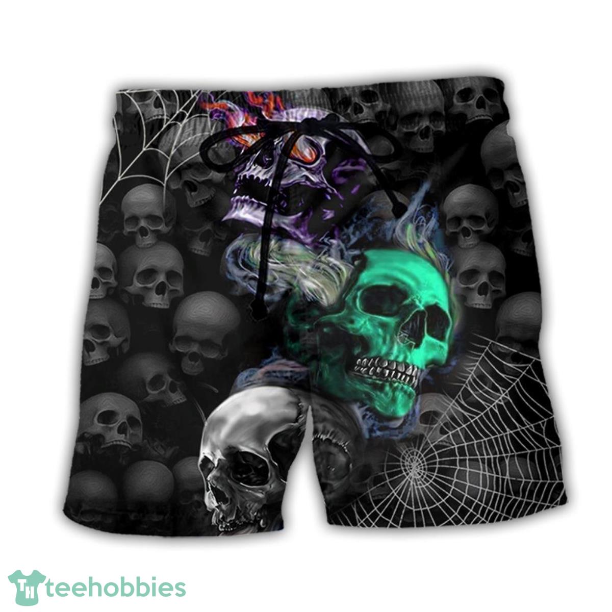 Skull Dark Colorful Burning Hawaii Shorts For Men - Skull Shorts Swim Trunks Product Photo 1