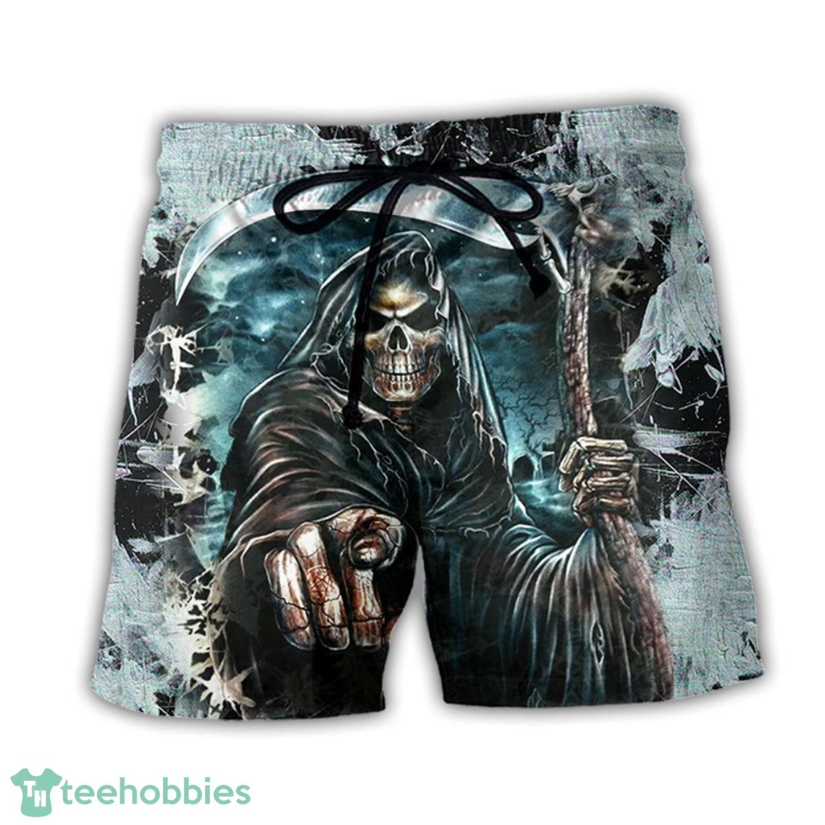 Skull Dark Death Scythe Hawaii Shorts For Men - Skull Shorts Swim Trunks Product Photo 1