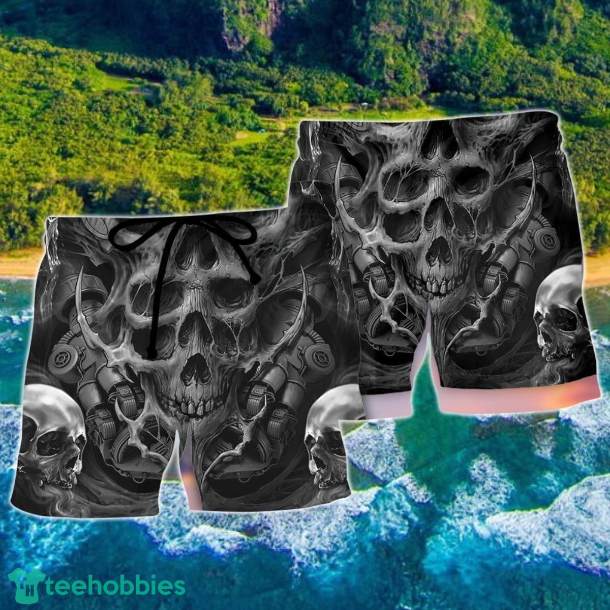 Skull Dark Inner Demons Hawaii Shorts For Men - Skull Shorts Swim Trunks Product Photo 2