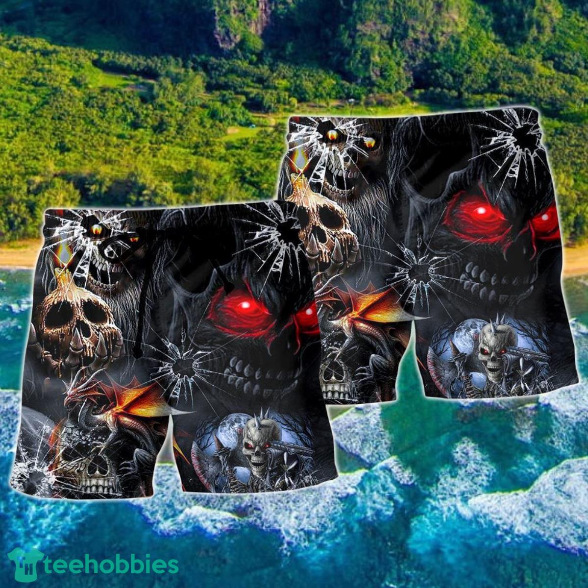 Skull Dark Skull Style Hawaii Shorts For Men Skull Shorts Swim Trunks Product Photo 2