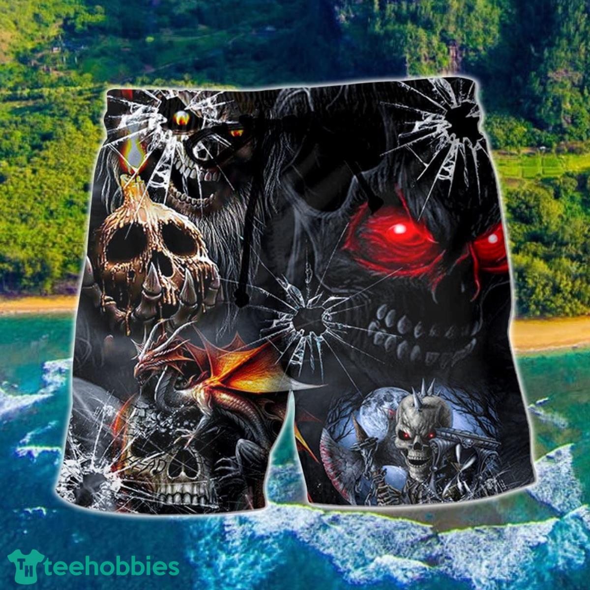 Skull Dark Skull Style Hawaii Shorts For Men Skull Shorts Swim Trunks Product Photo 1