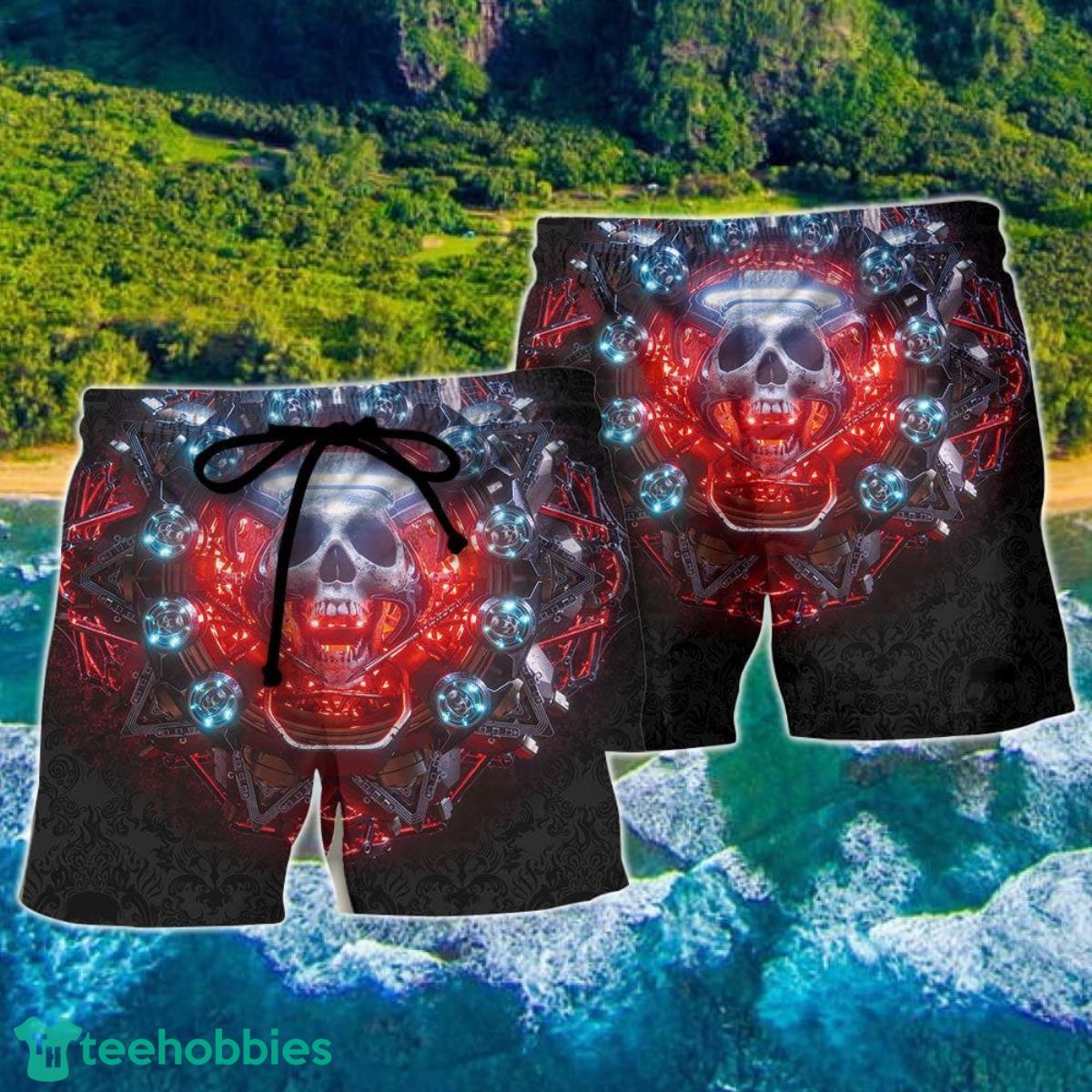 Skull Electric Dream Or Die Hawaii Shorts For Men Skull Shorts Swim Trunks Product Photo 2