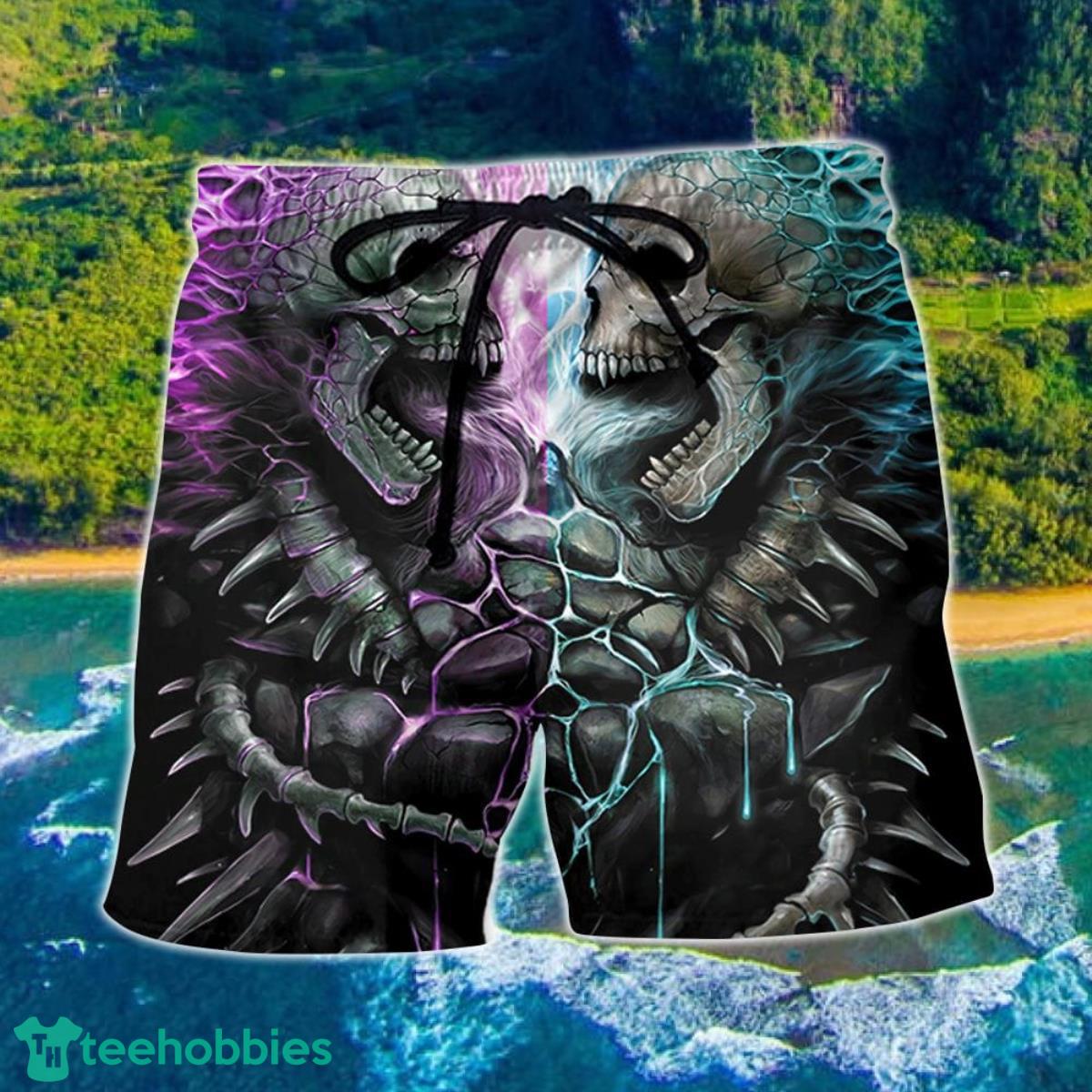 Skull Flaming Skull Style Hawaii Shorts For Men Skull Shorts Swim Trunks Product Photo 1