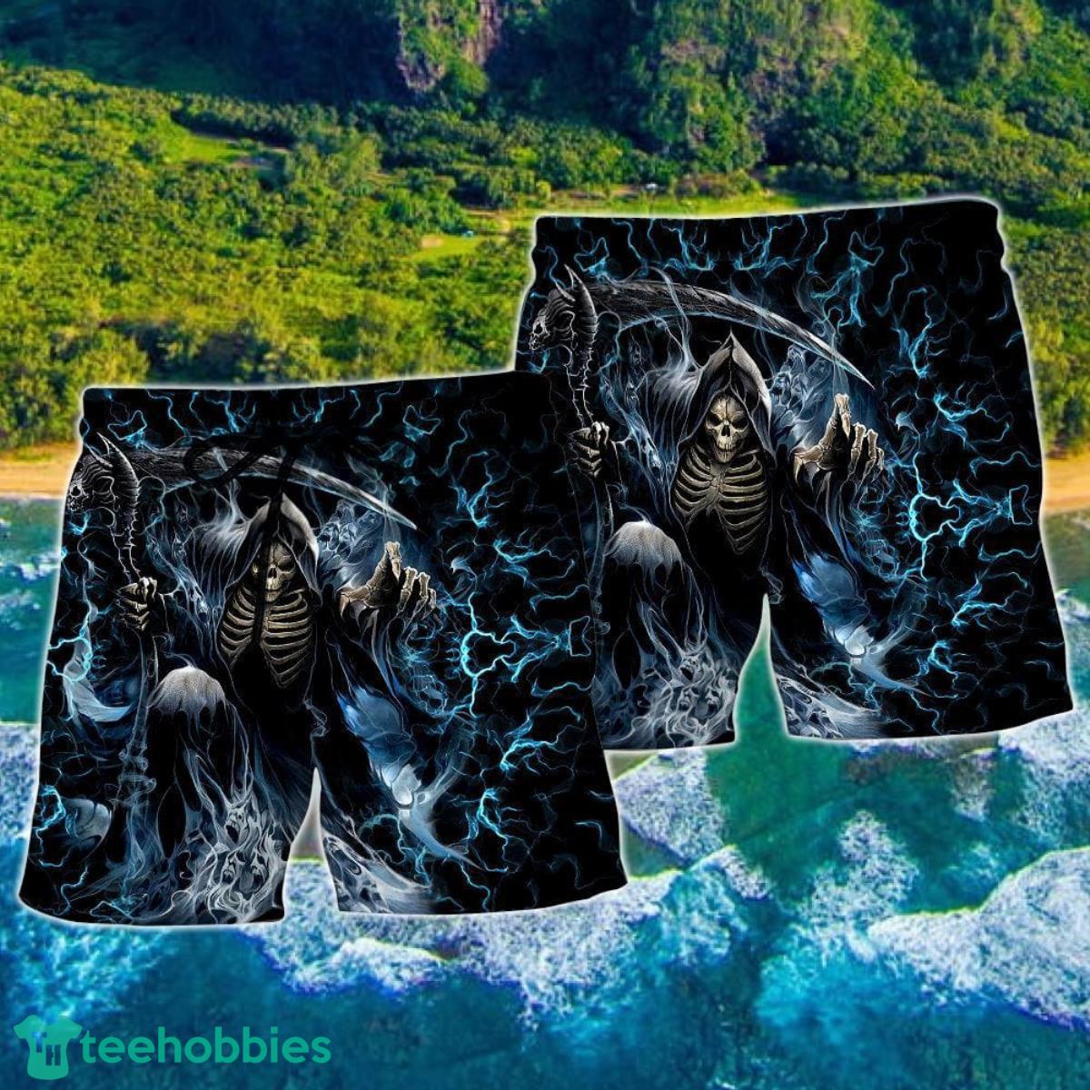 Skull Grumpy Old Man Stuck Hawaii Shorts For Men Skull Shorts Swim Trunks Product Photo 2