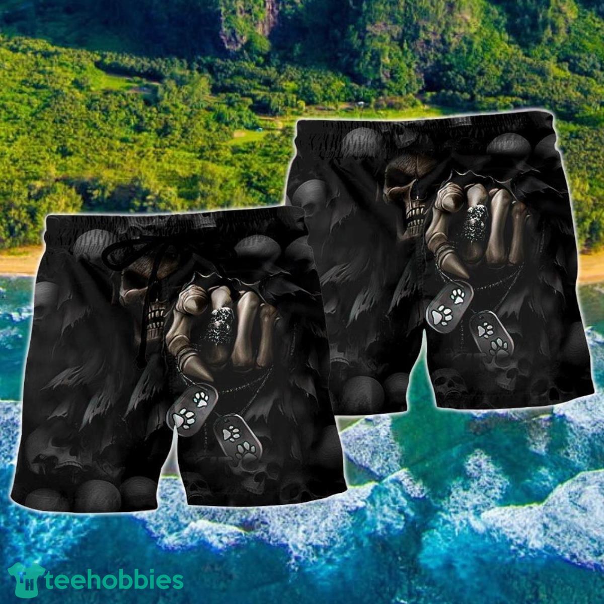 Skull I Love Dogs More Than Humans Hawaii Shorts For Men Skull Shorts Swim Trunks Product Photo 2