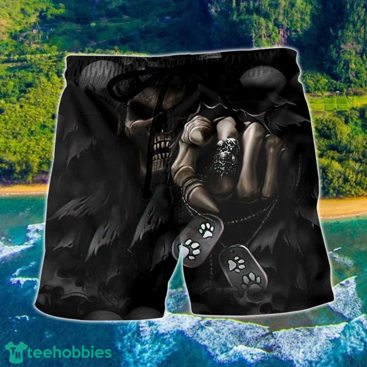 Skull I Love Dogs More Than Humans Hawaii Shorts For Men Skull Shorts Swim Trunks Product Photo 1