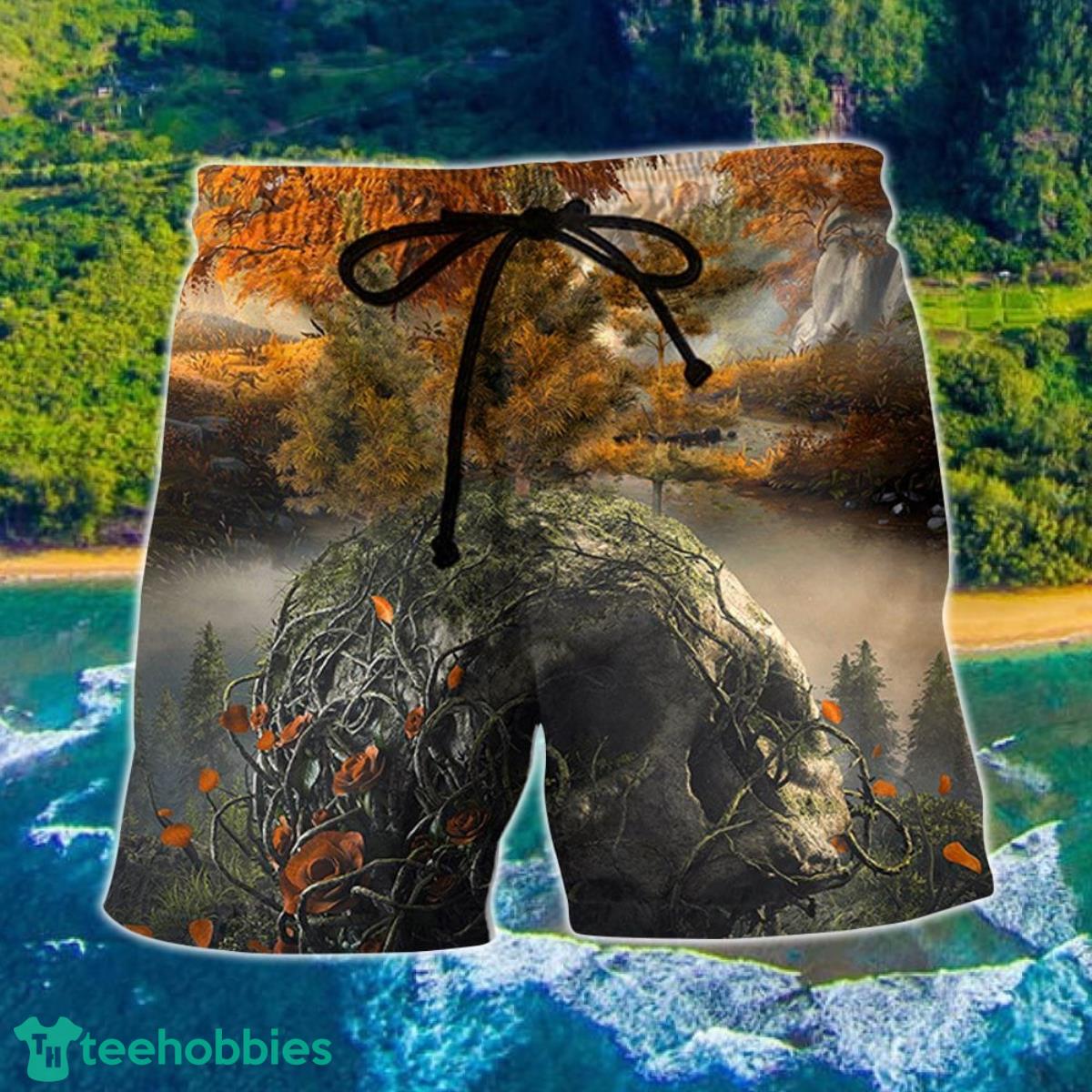 Skull Into The Forest I Go Hiking Lover Camping Hawaii Shorts For Men Skull Shorts Swim Trunks Product Photo 1