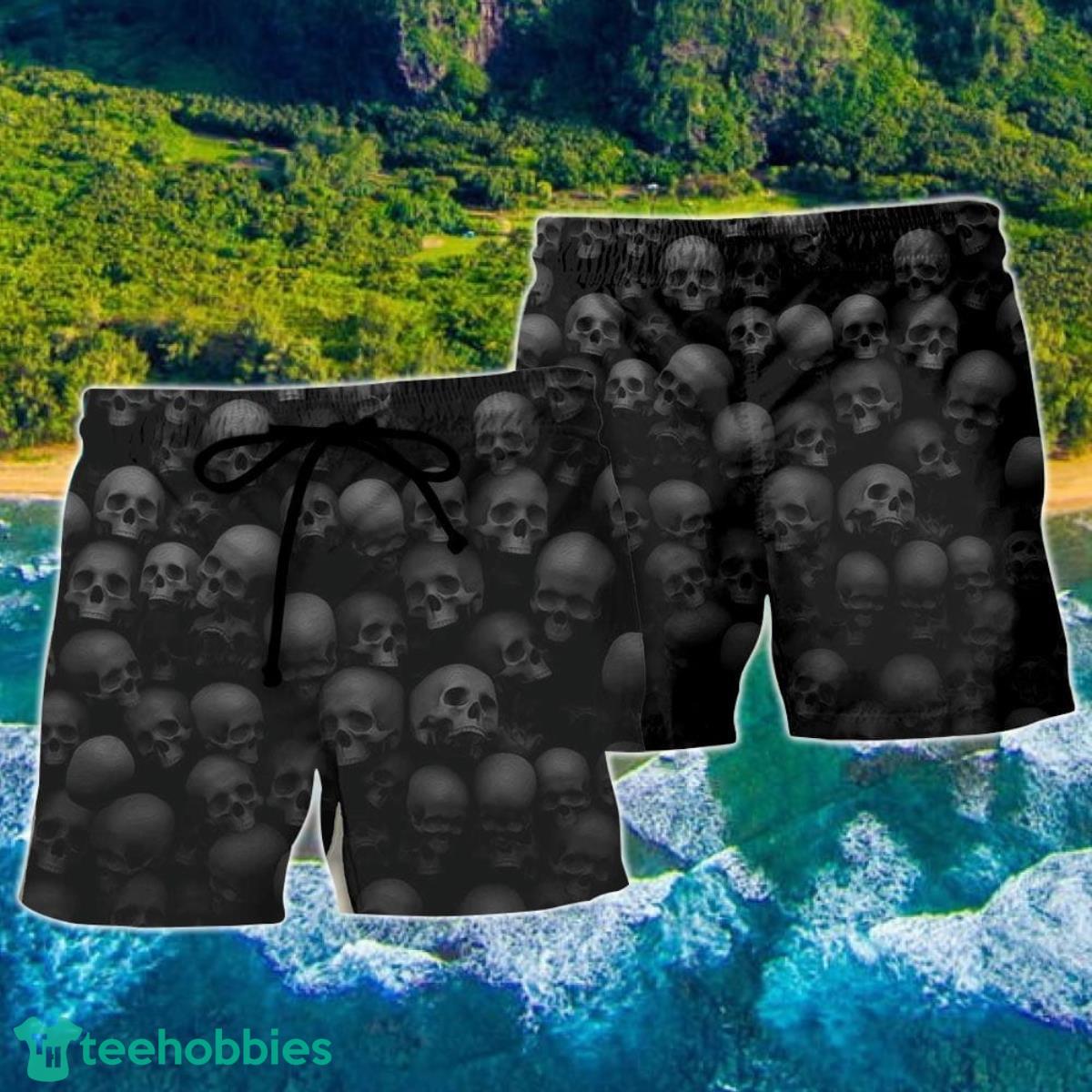 Skull Let Them Go To Hell Hawaii Shorts For Men Skull Shorts Swim Trunks Product Photo 2