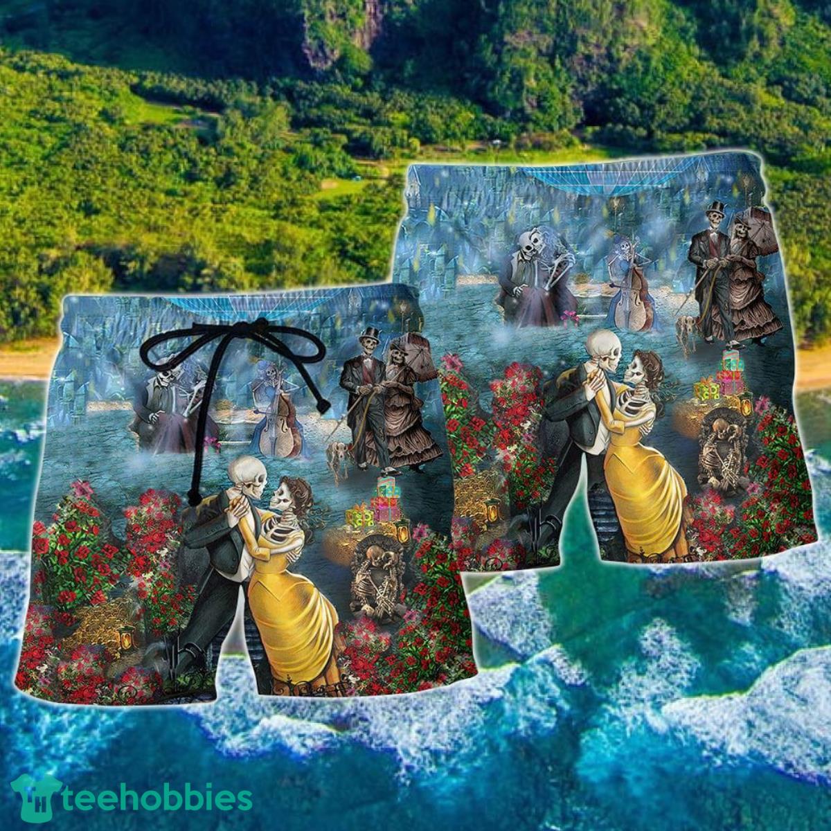 Skull Love Life Romatic Hawaii Shorts For Men Skull Shorts Swim Trunks Product Photo 2