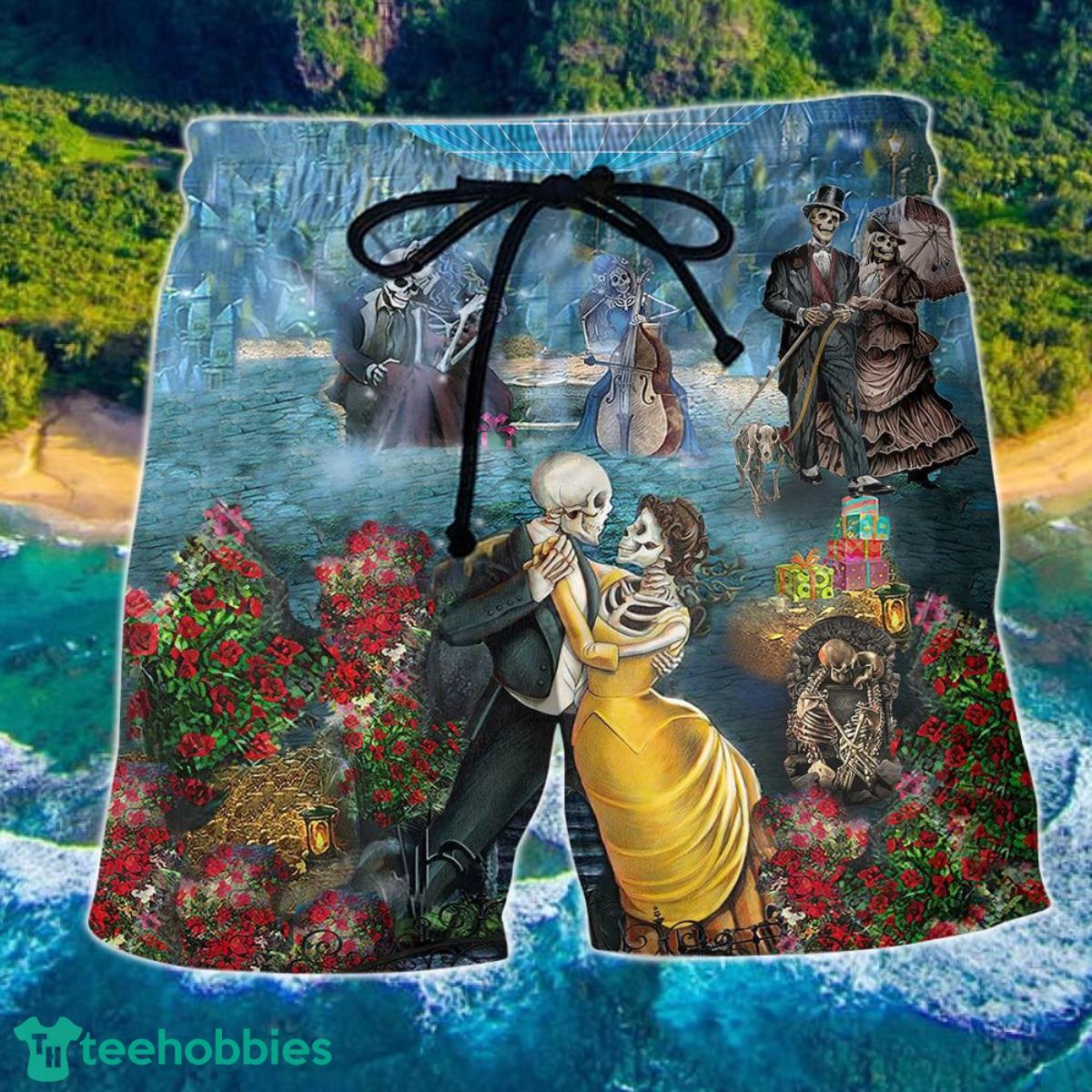 Skull Love Life Romatic Hawaii Shorts For Men Skull Shorts Swim Trunks Product Photo 1