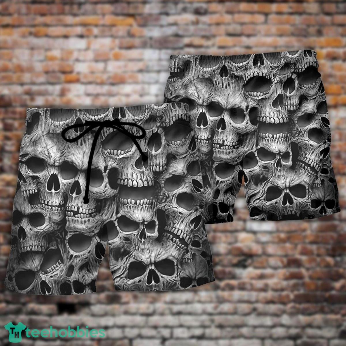 Skull No Fear No Pain Hawaii Shorts For Men Skull Shorts Swim Trunks Product Photo 2