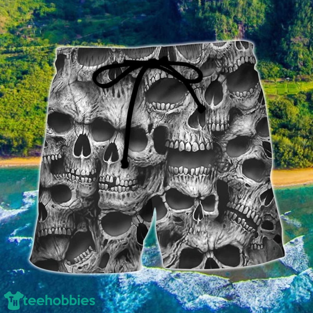 Skull No Fear No Pain Hawaii Shorts For Men Skull Shorts Swim Trunks Product Photo 1
