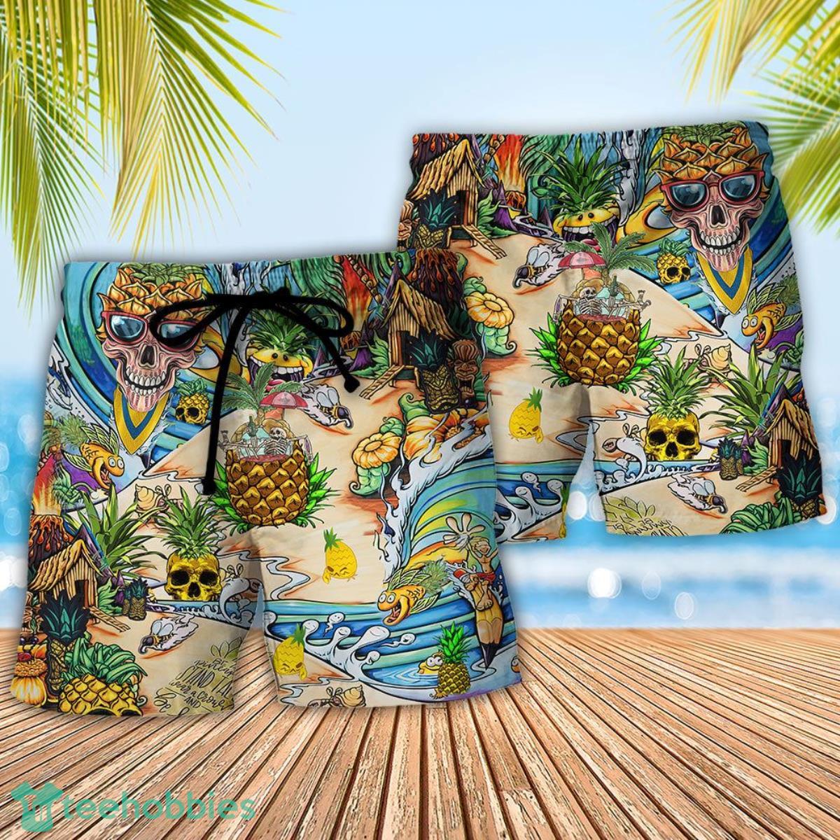 Skull Pineapple Fruit Amazing Hawaii Shorts For Men Skull Shorts Swim Trunks Product Photo 2
