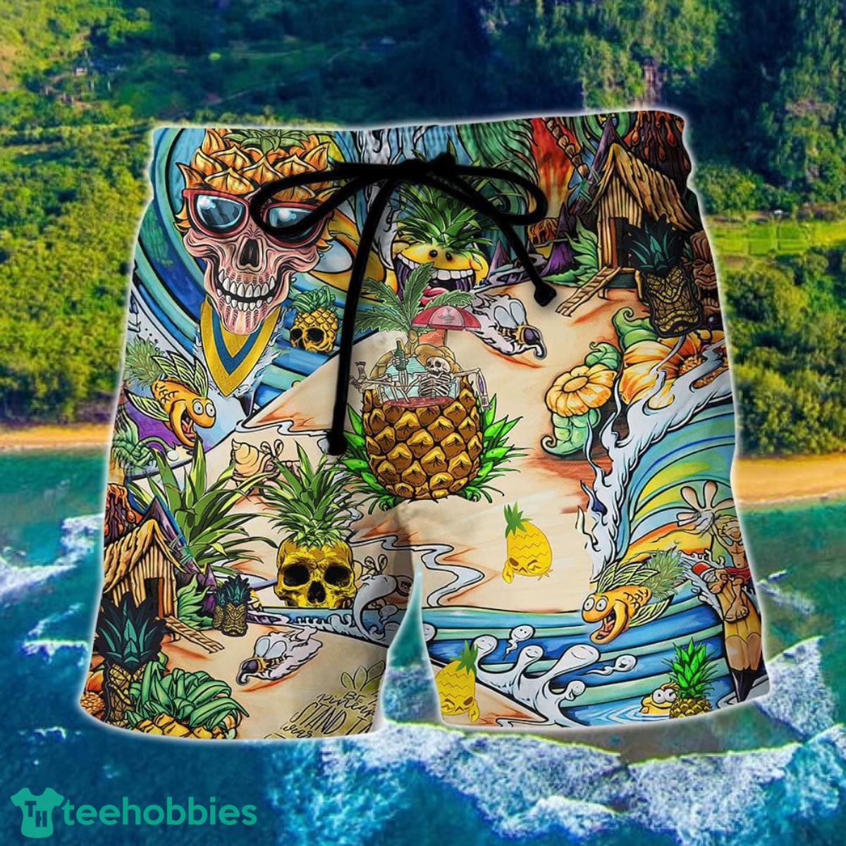 Skull Pineapple Fruit Amazing Hawaii Shorts For Men Skull Shorts Swim Trunks Product Photo 1