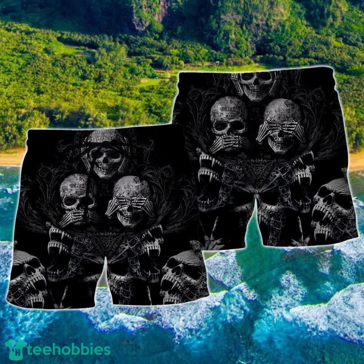 Skull Scary Darkness Art Hawaii Shorts For Men Skull Shorts Swim Trunks Product Photo 2