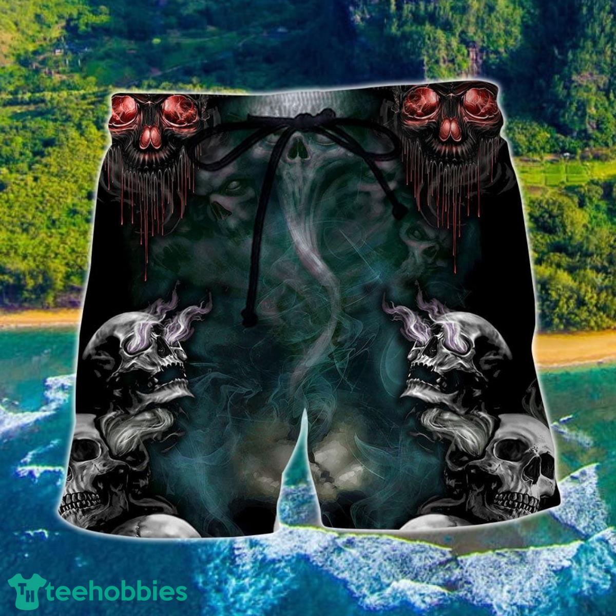 Skull Serial Killer Documentaries And Chill Hawaii Shorts For Men Skull Shorts Swim Trunks Product Photo 1