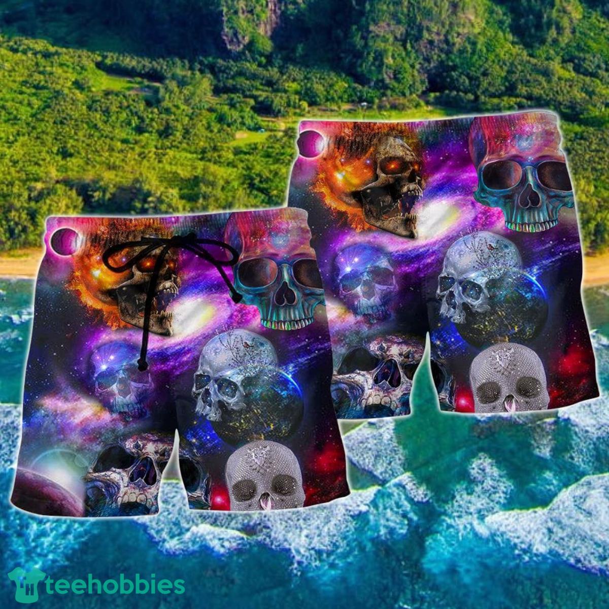 Skull So Amazing Galaxy Style Hawaii Shorts For Men Skull Shorts Swim Trunks Product Photo 2