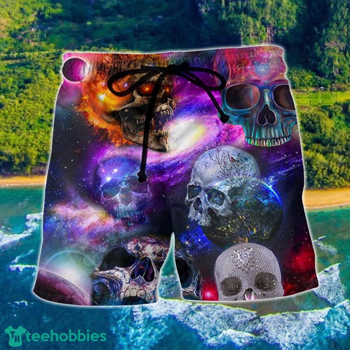 Skull So Amazing Galaxy Style Hawaii Shorts For Men Skull Shorts Swim Trunks Product Photo 1