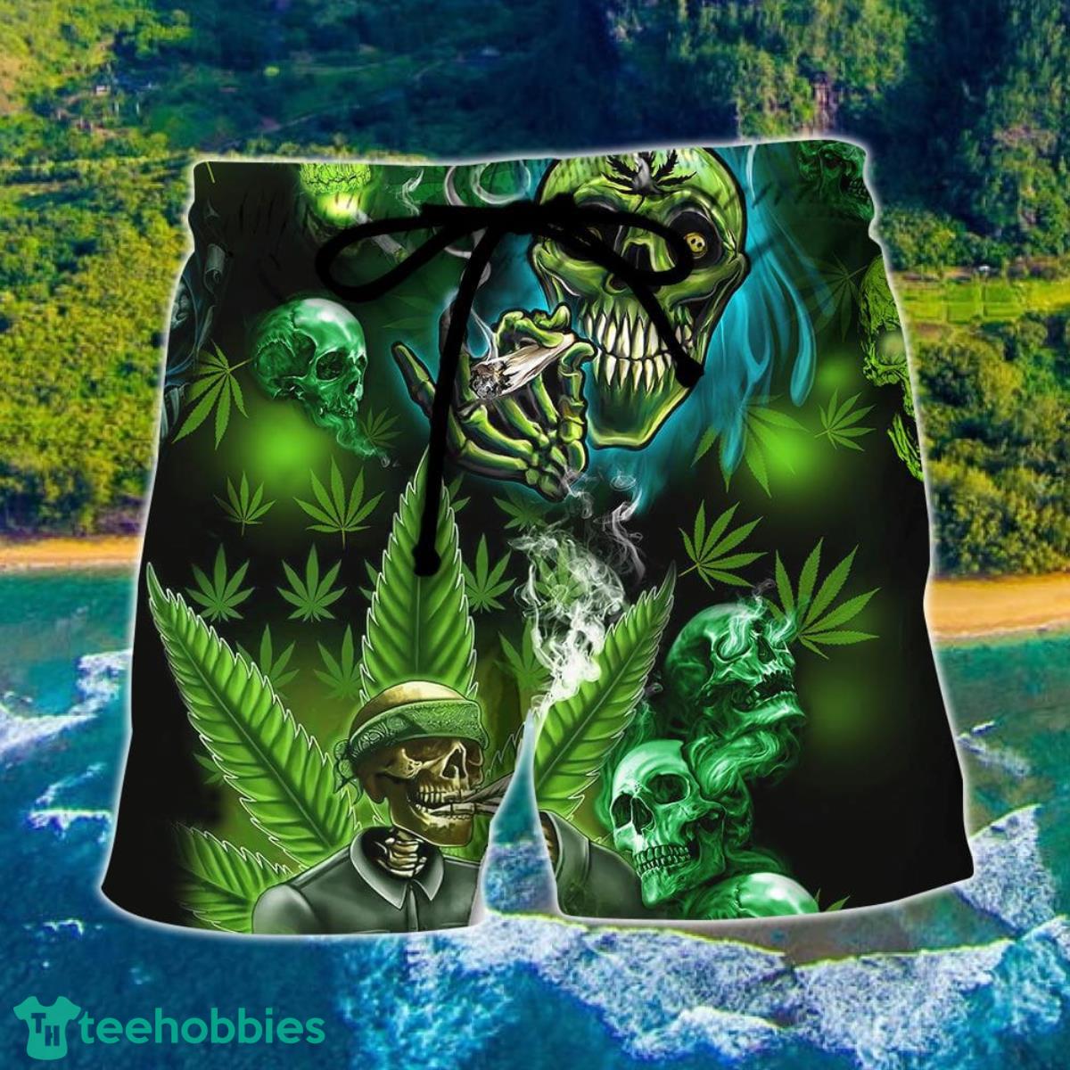 Skull So High Cannabis Hawaii Shorts For Men Skull Shorts Swim Trunks Product Photo 1