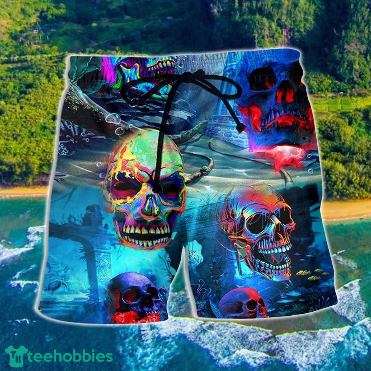 Skull Style Deep In The Ocean Hawaii Shorts For Men Skull Shorts Swim Trunks Product Photo 1