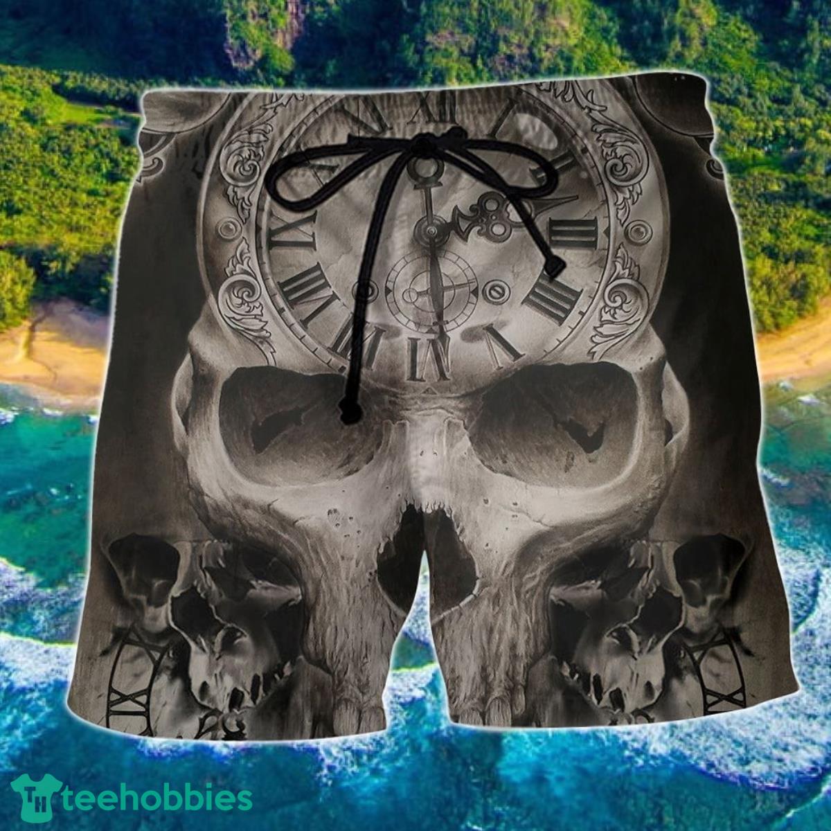 Skull This Time Is Ending Hawaii Shorts For Men Skull Shorts Swim Trunks Product Photo 1