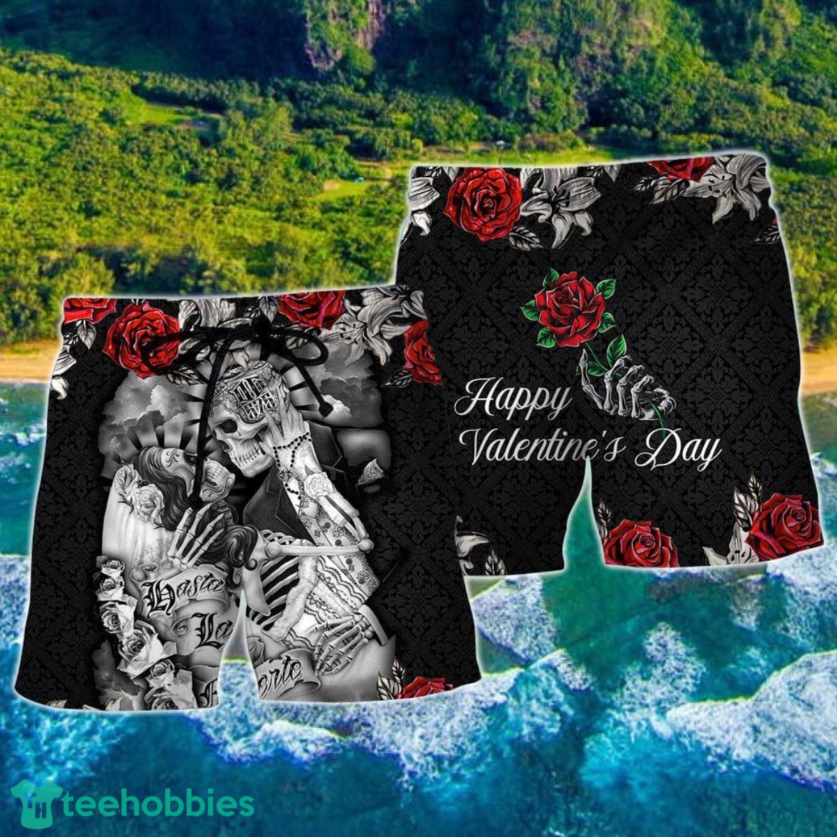 Skull Womens Day, Valentine Gifts Day Art Hawaii Shorts For Men Skull Shorts Swim Trunks Product Photo 2