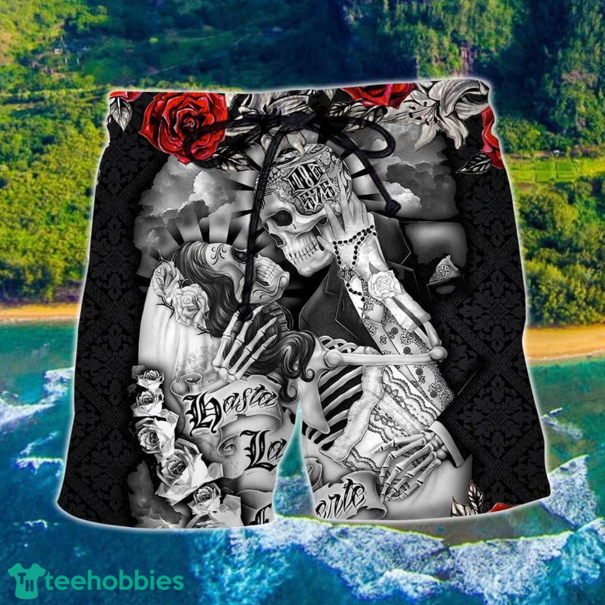 Skull Women's Day, Valentine Gift's Day Art Hawaii Shorts For Men Skull Shorts Swim Trunks Product Photo 1